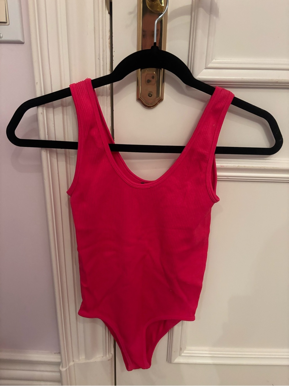 Zara Hot Pink Ribbed One-Piece Bodysuit